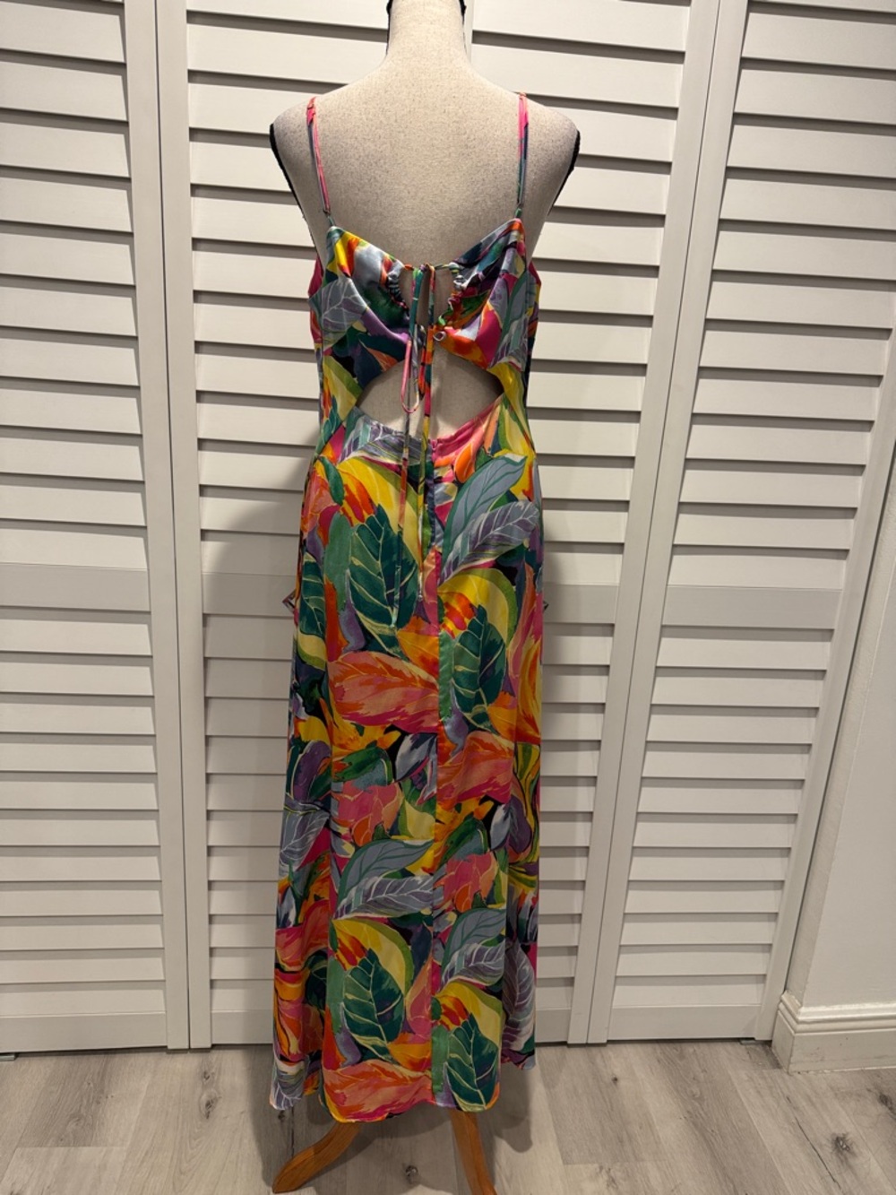 Nicole Miller Tropical Slip Maxi Dress in Pink, Orange, Yellow, Green, Blue - Picture 4 of 11